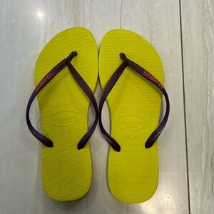 Havaianas Slim yellow & purple. Size 39/40